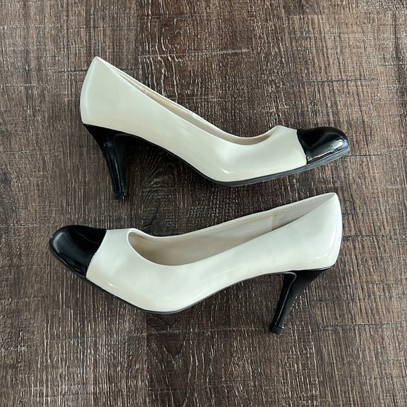 comfort plus by Predictions Shoes - Comfort Plus Women’s Neutral Ivory/Black Heels